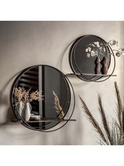 Gallery Home Gunmetal Chepstow Mirror with Integrated Shelf - Image 1 of 5
