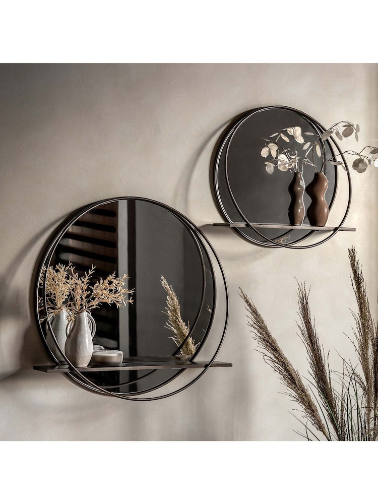 Gallery Home Gunmetal Chepstow Mirror with Integrated Shelf - Image 1 of 5