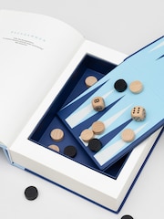 Suck UK Blue Backgammon In A Book Board Game - Image 1 of 7