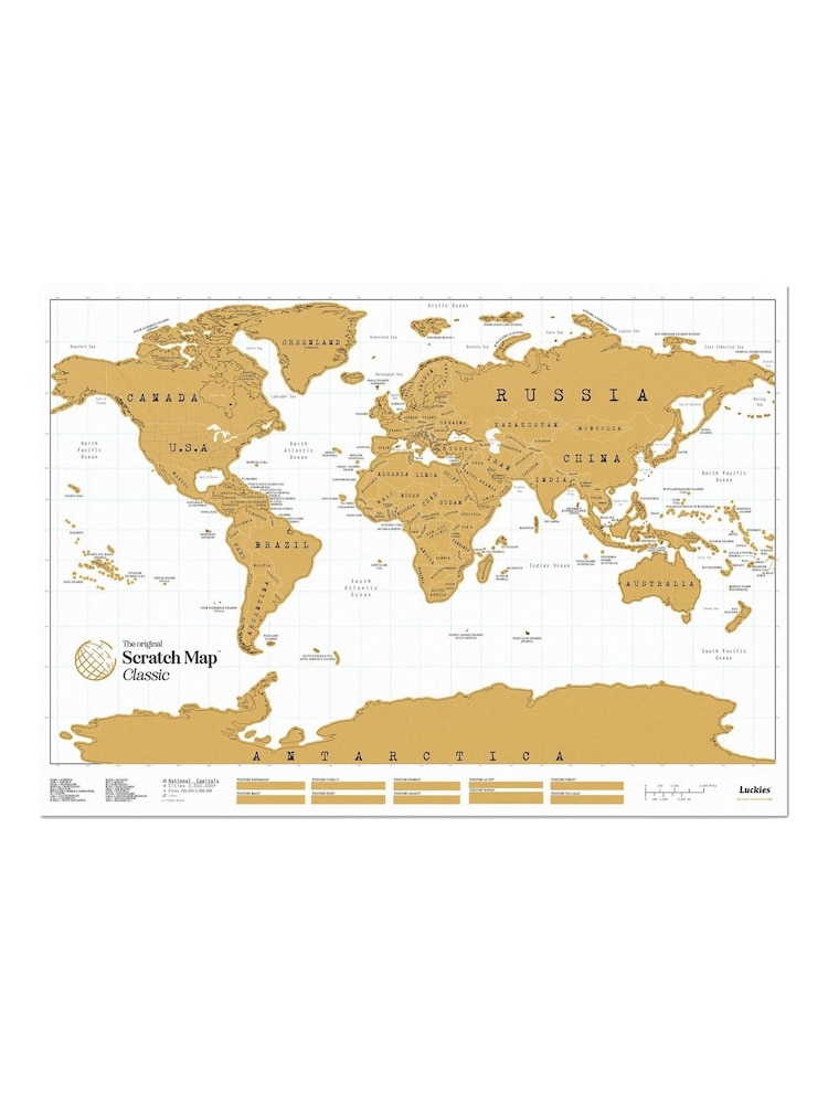 Suck UK Gold Large Classic Scratch Map - Image 1 of 3