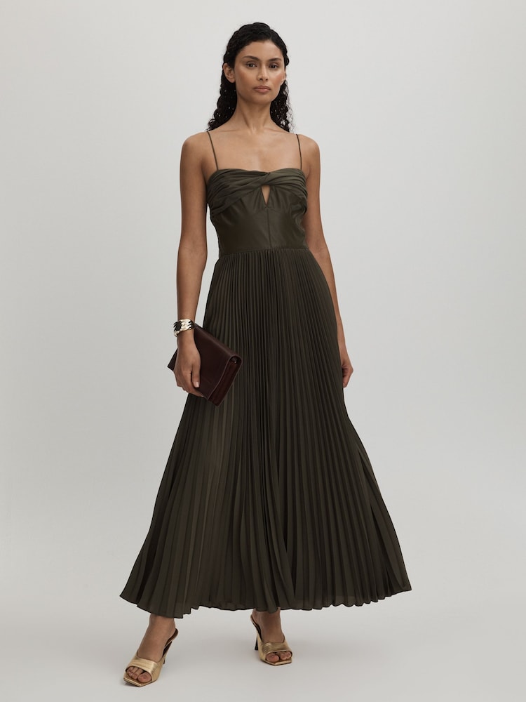 Vestido largo plisado con diseño cruzado de Amur - Imagen 1 de 5 Vestido largo plisado con diseño cruzado de Amur - Imagen 1 de 5