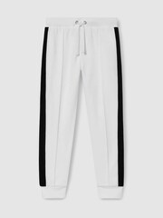 Reiss White/Emerald Green Larose Interlock Velour-Stripe Joggers - Image 1 of 4