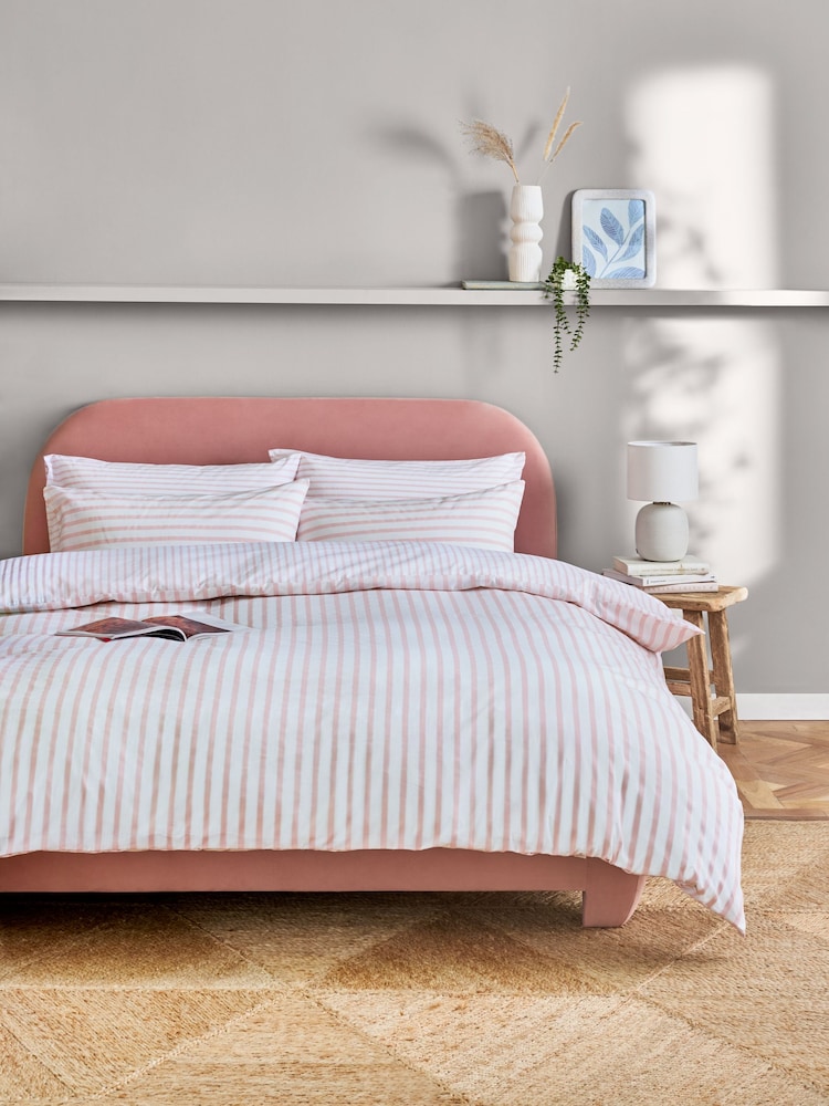 Pink Stripe Duvet Cover and Pillowcase Set - Image 1 of 5