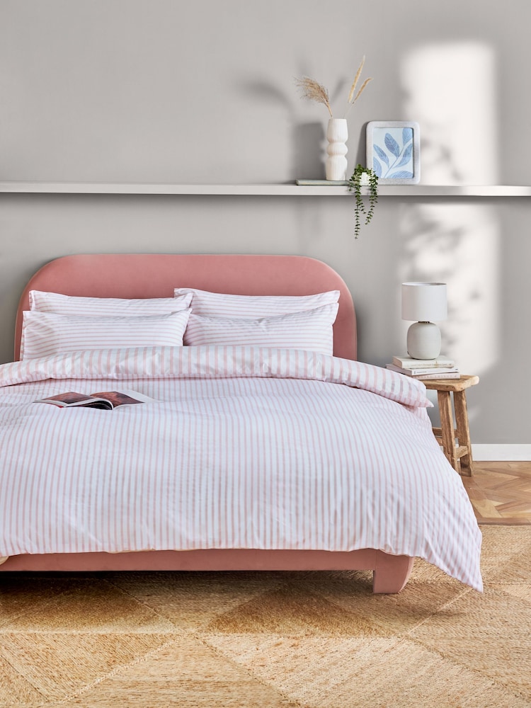 Pink Stripe Duvet Cover and Pillowcase Set - Image 2 of 5