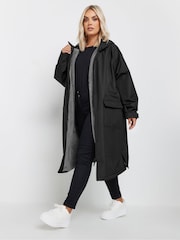 Yours Curve Black Waterproof Fleece Lined Robe - Image 1 of 5