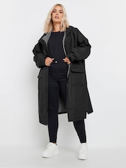 Yours Curve Black Waterproof Fleece Lined Robe - Image 2 of 5