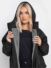 Yours Curve Black Waterproof Fleece Lined Robe - Image 4 of 5