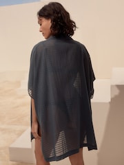 Blue Longline Overhead 100% Cotton Shirt Cover-Up - Image 2 of 5