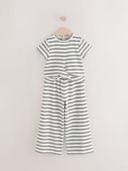 Black/White Stripe Crochet T-Shirt and Wide Leg Set (3-16yrs) - Image 1 of 4