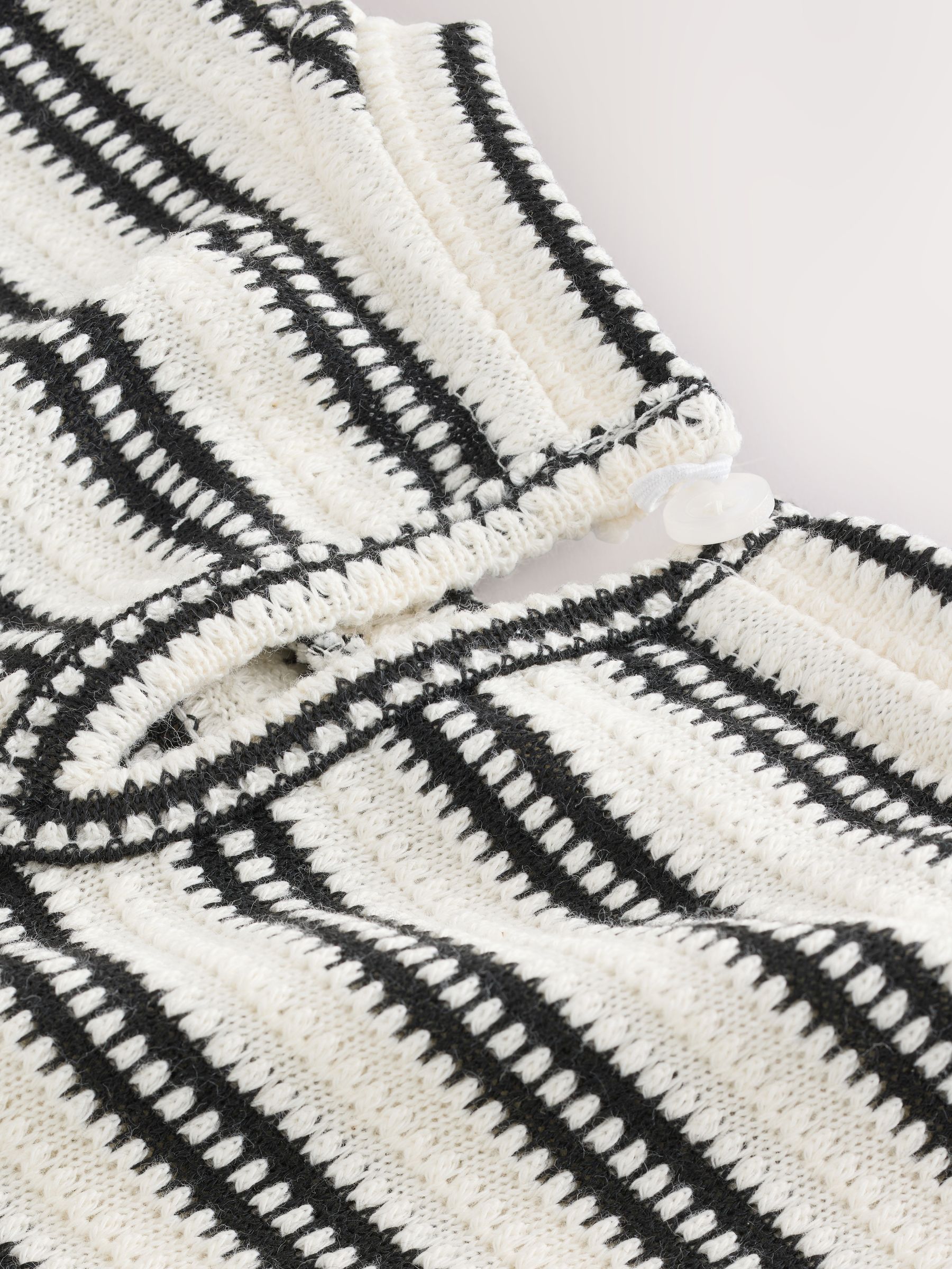 Buy Black/White Stripe Crochet T-Shirt and Wide Leg Set (3