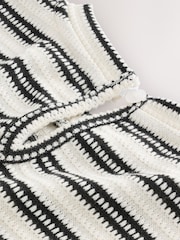 Black/White Stripe Crochet T-Shirt and Wide Leg Set (3-16yrs) - Image 3 of 4