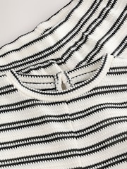 Black/White Stripe Crochet T-Shirt and Wide Leg Set (3-16yrs) - Image 4 of 4