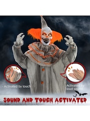 Homcom Grey 183cm Halloween Animated Clown with Sound Effects - Image 2 of 6