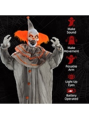 Homcom Grey 183cm Halloween Animated Clown with Sound Effects - Image 4 of 6
