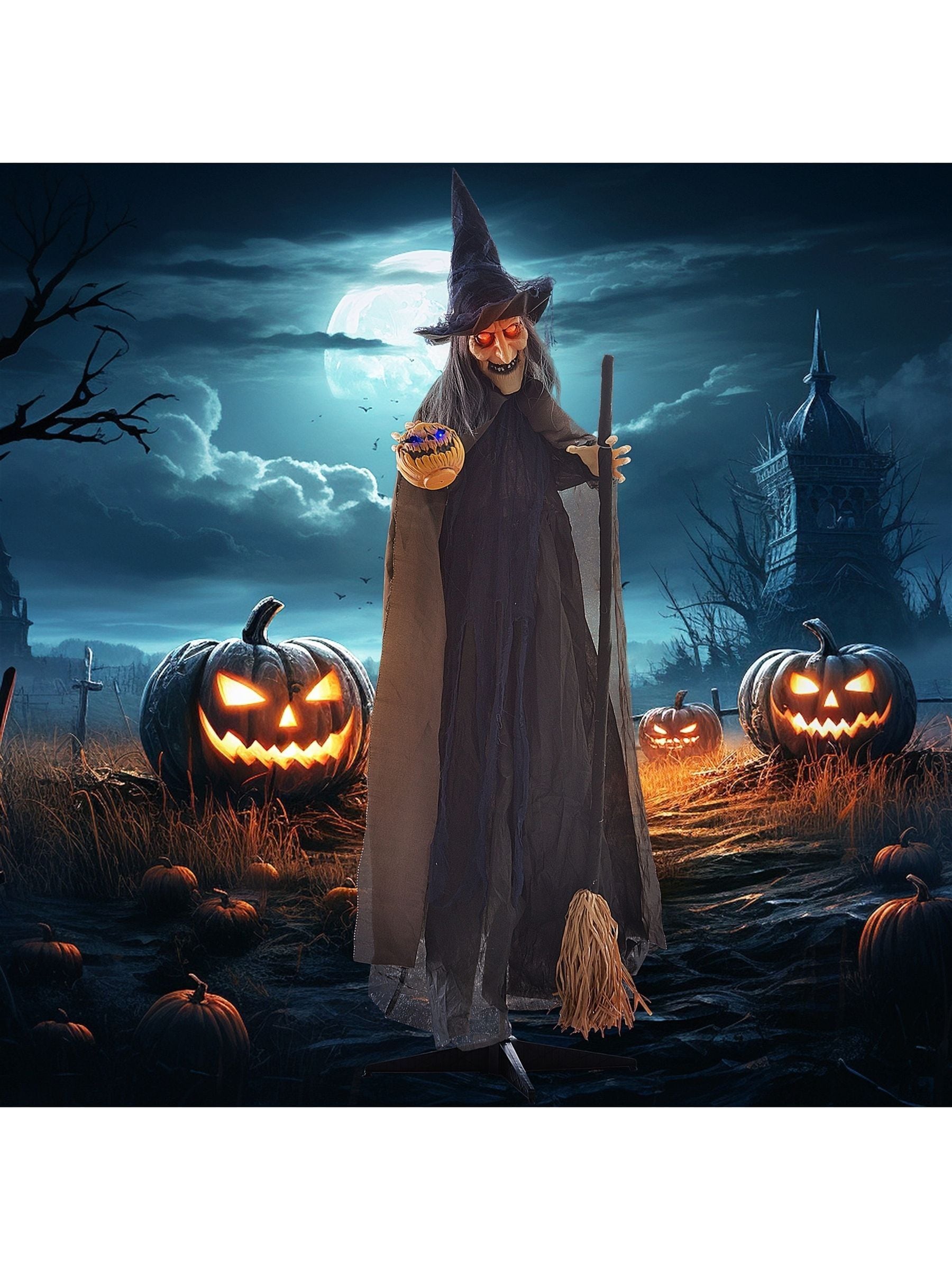 HOMCOM Animated Witch Halloween Prop - 6ft - Red - Image 9