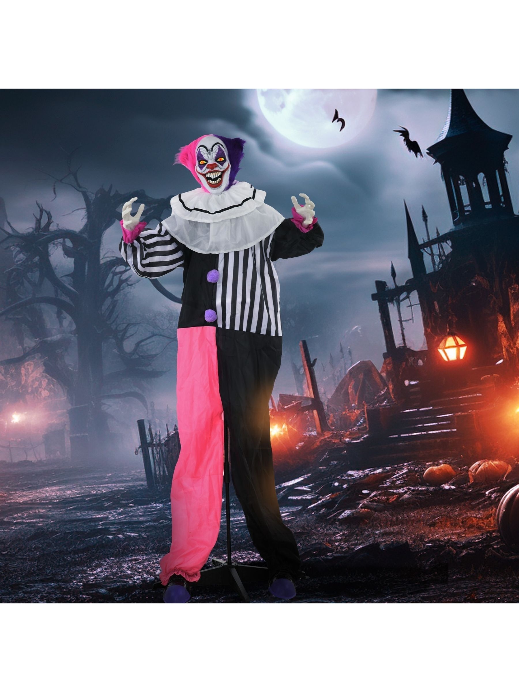 Halloween Clown Animatronic Prop with Light Up Eyes for Indoor Outdoor - Image 12