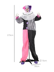 Homcom Black 173cm Halloween Animated Laughing Clown with Sound - Image 3 of 6