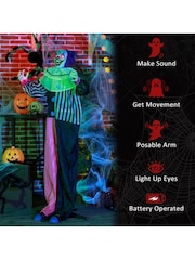 Homcom Black 173cm Halloween Animated Laughing Clown with Sound - Image 4 of 6