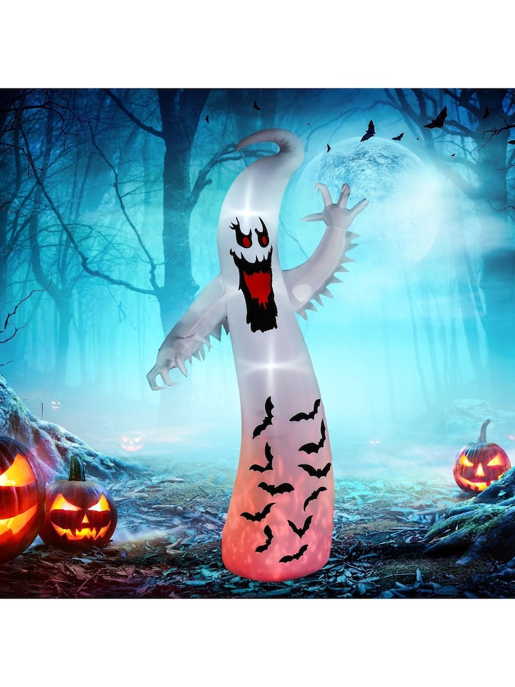 Homcom White 11.8FT Halloween Inflatable Spooky Ghost with LEDS - Image 1 of 6 Homcom White 11.8FT Halloween Inflatable Spooky Ghost with LEDS - Image 1 of 6