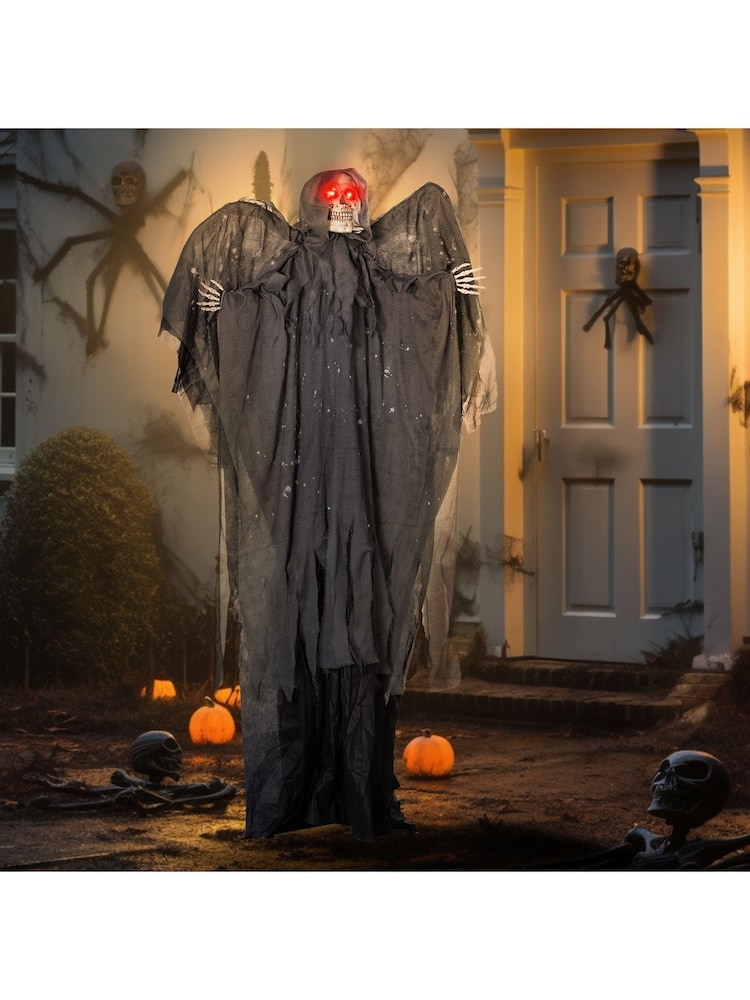 Homcom Grey 195cm Halloween Animated Winged Grim Reaper - Image 1 of 6 Homcom Grey 195cm Halloween Animated Winged Grim Reaper - Image 1 of 6