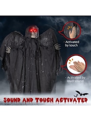 Homcom Grey 195cm Halloween Animated Winged Grim Reaper - Image 2 of 6