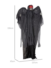 Homcom Grey 195cm Halloween Animated Winged Grim Reaper - Image 3 of 6