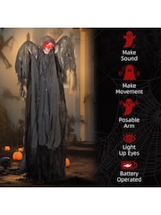Homcom Grey 195cm Halloween Animated Winged Grim Reaper - Image 4 of 6