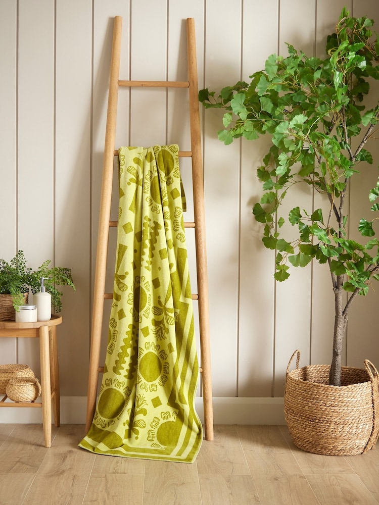 Christy Lime Green Amalfi Mediterranean 100% Cotton Beach Towel - Image 1 of 5