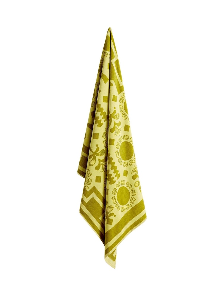 Christy Lime Green Amalfi Mediterranean 100% Cotton Beach Towel - Image 2 of 5