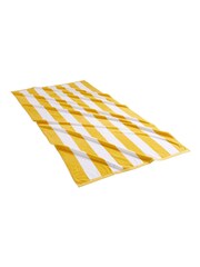 Christy Mimosa Yellow Cabana Stripe 100% Cotton Beach Towel - Image 4 of 5