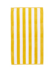 Christy Mimosa Yellow Cabana Stripe 100% Cotton Beach Towel - Image 5 of 5
