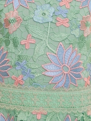 Lipsy Teal Blue Premium Halter Lace Floral Occasion Dress (5-16yrs) - Image 5 of 5