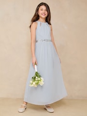 Lipsy Blue/SiIver Teen Cut Out Midi Occasion Dress (10-16yrs) - Image 1 of 4