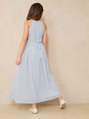 Lipsy Blue/SiIver Teen Cut Out Midi Occasion Dress (10-16yrs) - Image 4 of 4