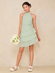 Lipsy Mint Green Halter Embellished Tiered Occasion Dress (5-16yrs) - Image 2 of 5