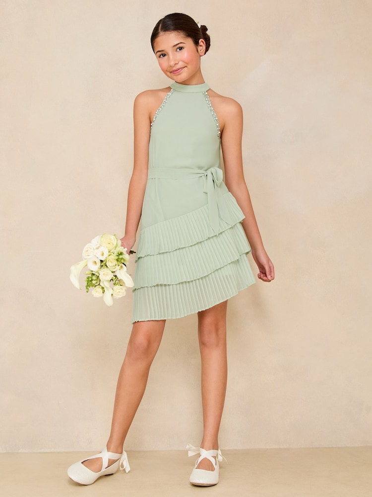 Verde menta - Lipsy Halter Embellished Tiered Occasion Dress (5-16yrs) - Imagen 2 de 5 Verde menta - Lipsy Halter Embellished Tiered Occasion Dress (5-16yrs) - Imagen 2 de 5