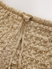 Khaki Green Textured Drawstring Shorts - Image 6 of 7