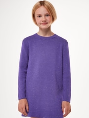 Whistles Purple Kids Annie Sparkle Knit Dress - Image 1 of 5