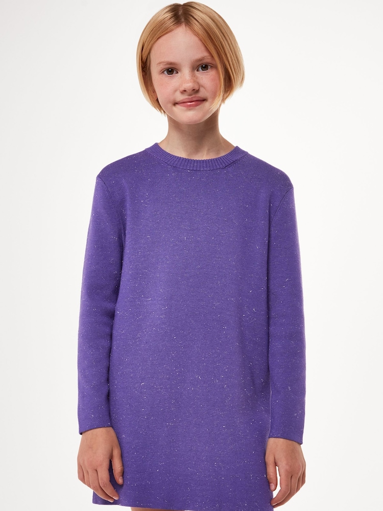 Whistles Purple Kids Annie Sparkle Knit Dress - Image 1 of 5