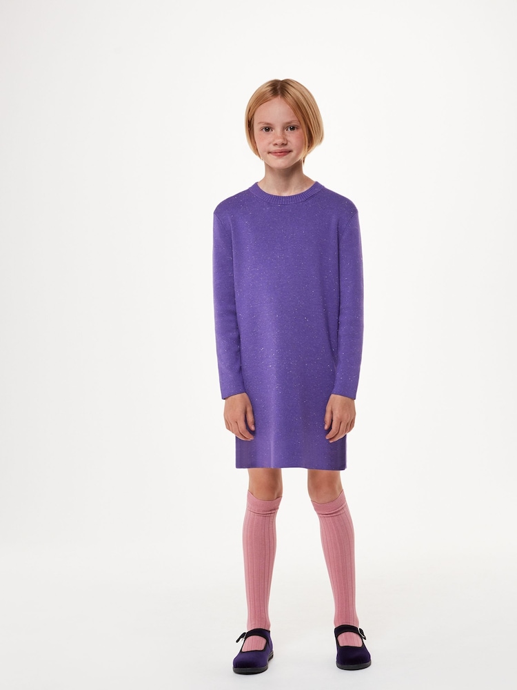 Whistles Purple Kids Annie Sparkle Knit Dress - Image 2 of 5