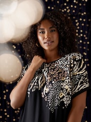 Evans Animal Print Black T-Shirt - Bild 1 von 6
