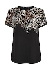 Evans Animal Print Black T-Shirt - Bild 6 von 6