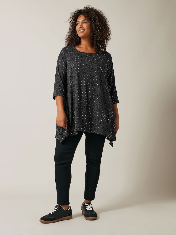 Evans Grey Stud Detail Hanky Hem Jumper - Image 2 of 5