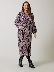 Evans Linear Print Jersey Crepe Dress - Image 4 of 5