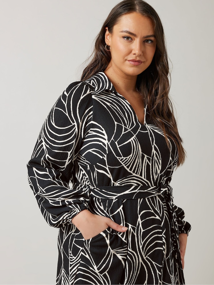 Evans Linear Print Jersey Crepe Dress - Image 2 of 5