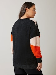 Evans Orange Cat Feather Colourblock Jumper - Image 3 of 6