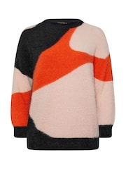 Evans Orange Cat Feather Colourblock Jumper - Image 6 of 6
