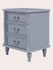 Laura Ashley Powder Blue Clifton 3 Drawer Bedside Table - Image 3 of 4