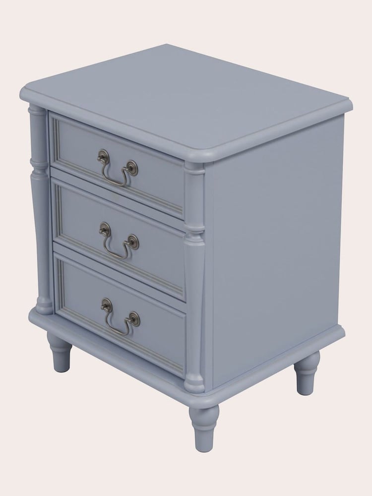 Laura Ashley Powder Blue Clifton 3 Drawer Bedside Table - Image 4 of 4