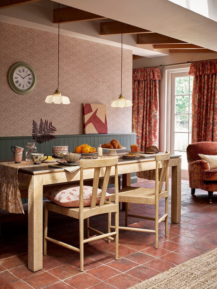 Laura Ashley Washed Oak Braystone 6-8 Seater Fixed Dining Table - Image 1 of 5